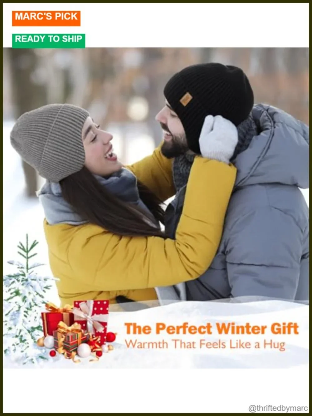 Fleece Lined Winter Beanie with Earflap - Windproof Thermal Knit Hat